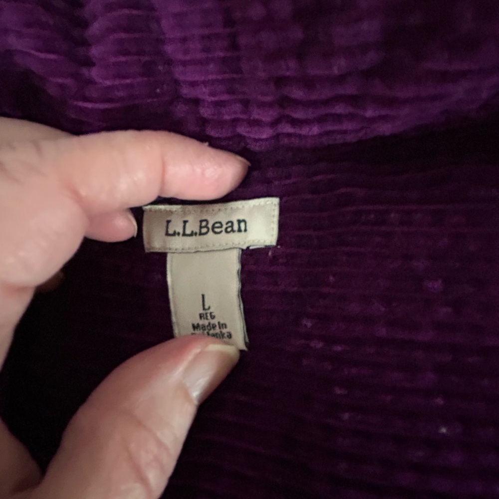 LLBean vintage 1990s plum, purple corduroy, long sleeve button-down shirt - Picture 8 of 8